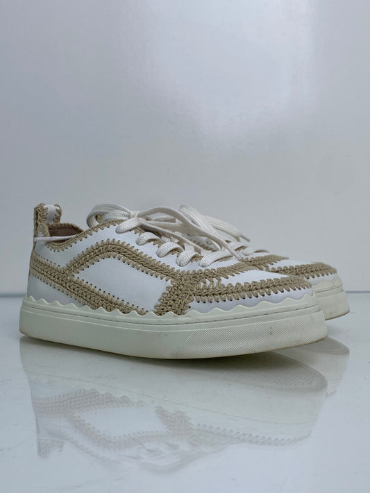 Chloe Raffia Platform Lauren Sneakers, 40