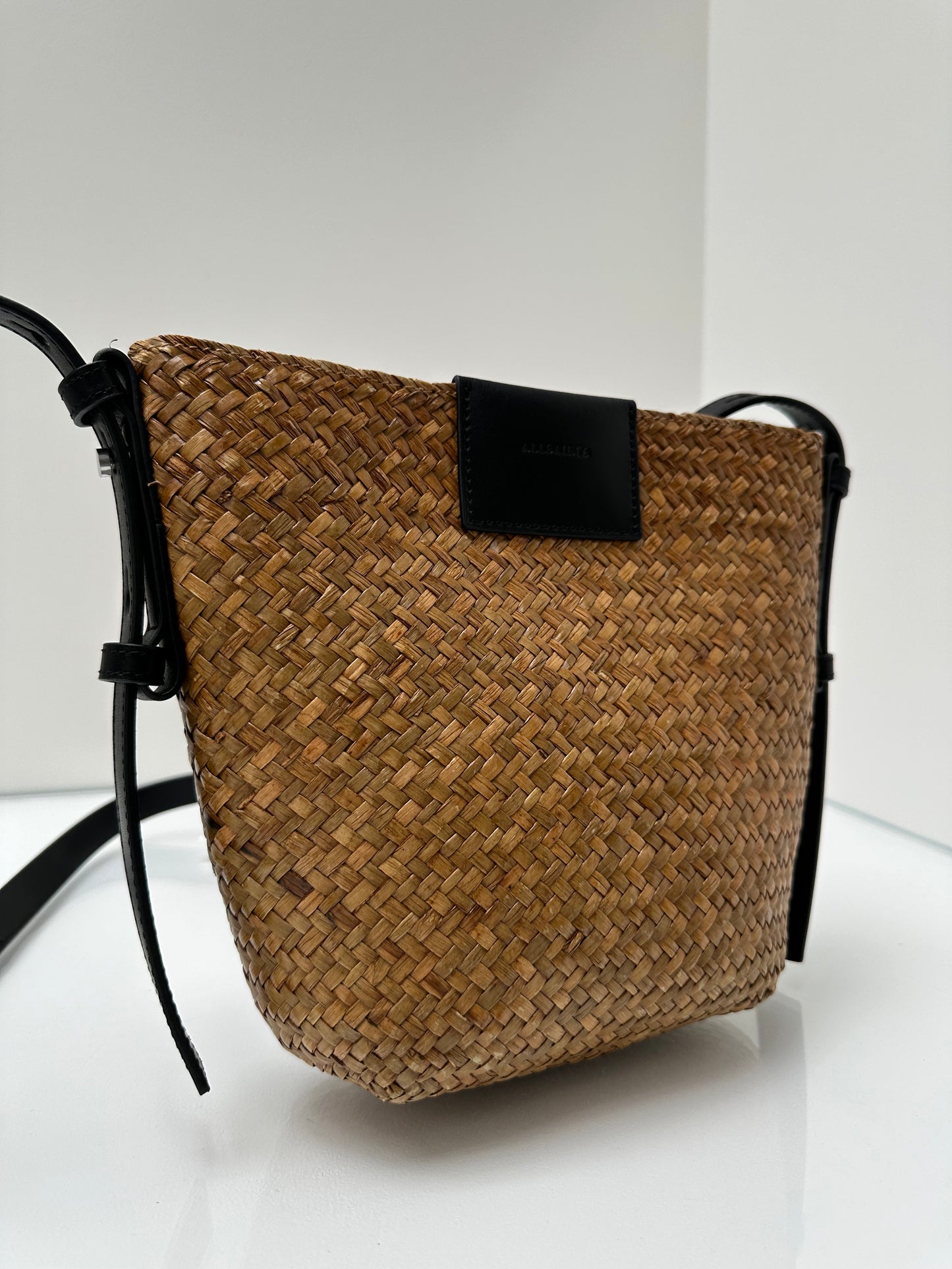 Allsaints Raffia Woven Crossbody Bag