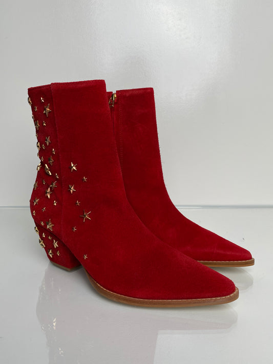 Matisse Red Suede Star Embellished Booties, 9.5