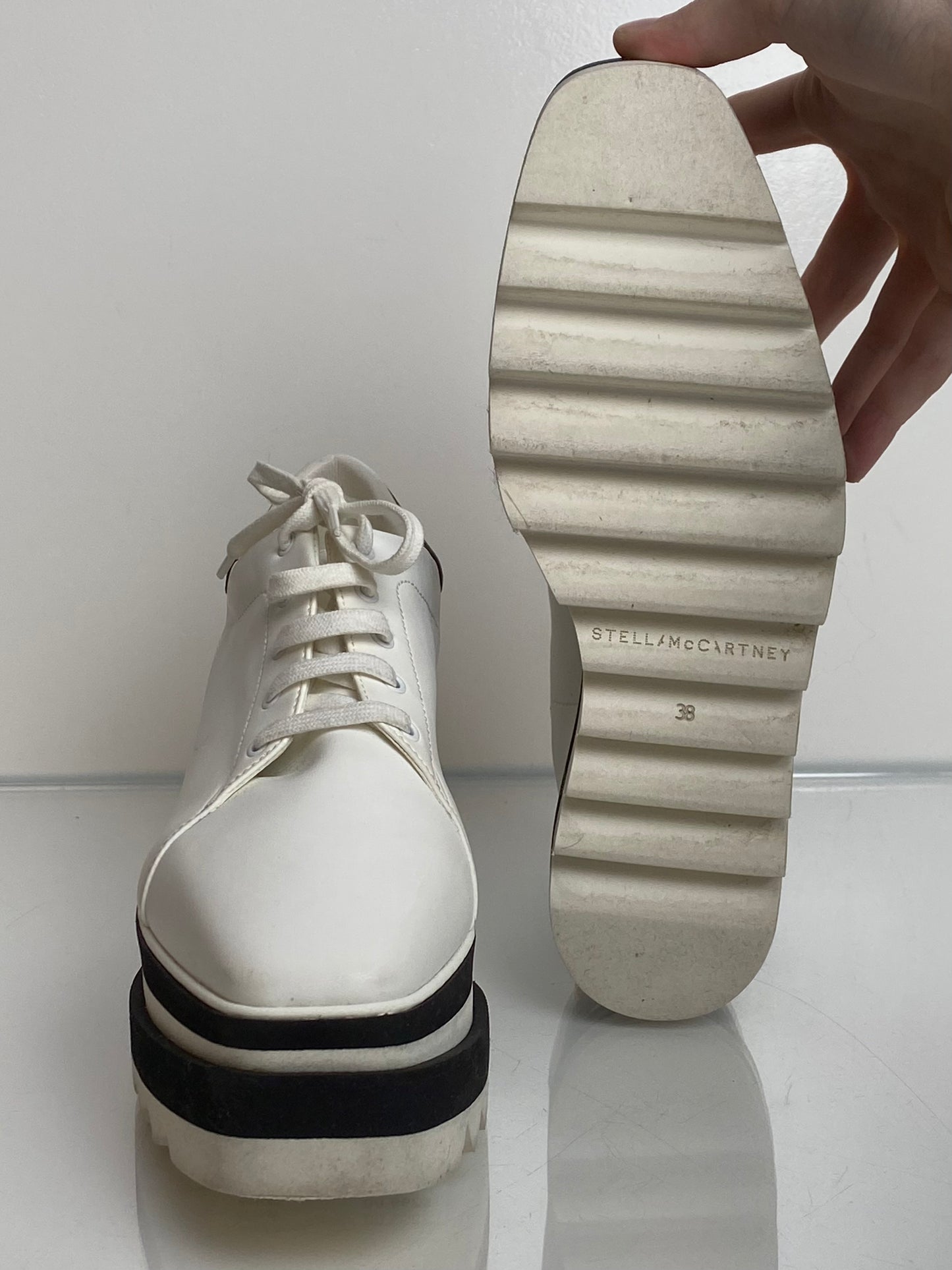 Stella McCartney White, Black, Red, & Blue Platform Sneakers, 38