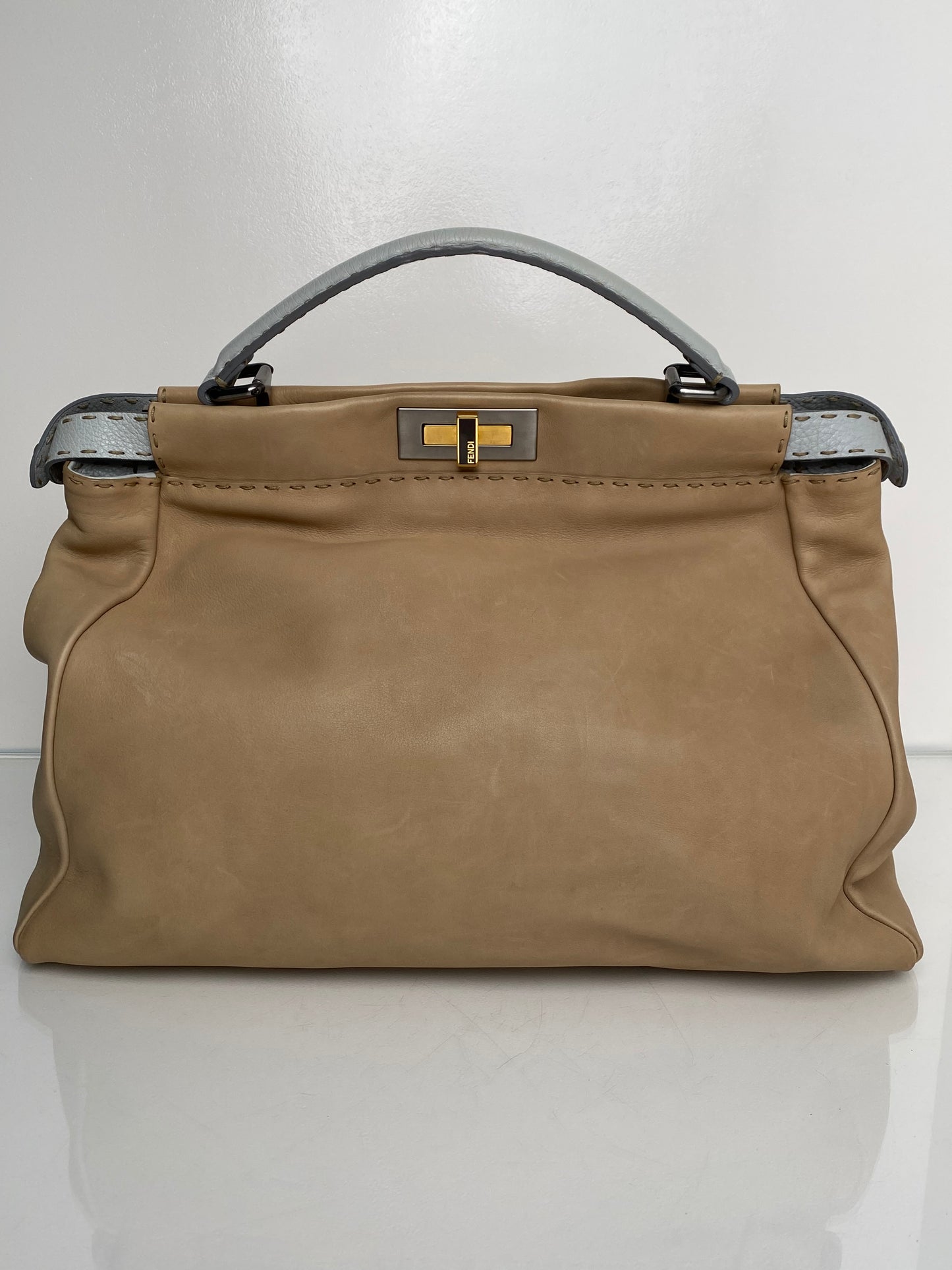 Fendi Beige & Grey Peekaboo Tote Bag TTHW