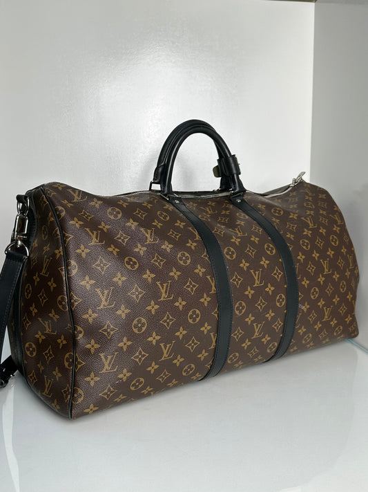 Louis Vuitton Keepall Bandouliere Macassar 55 SHW