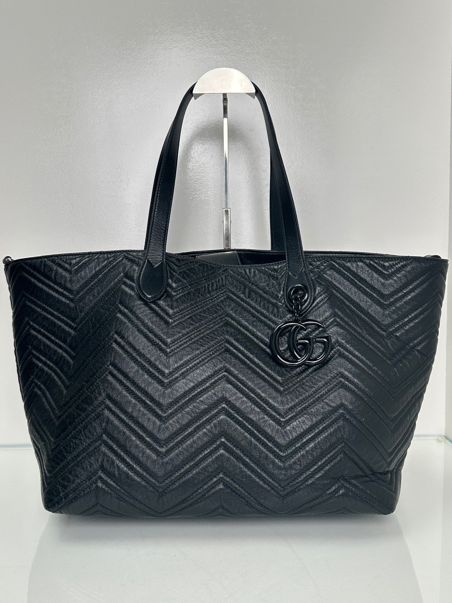 Gucci Black Leather Marmont Large Tote Bag BHW