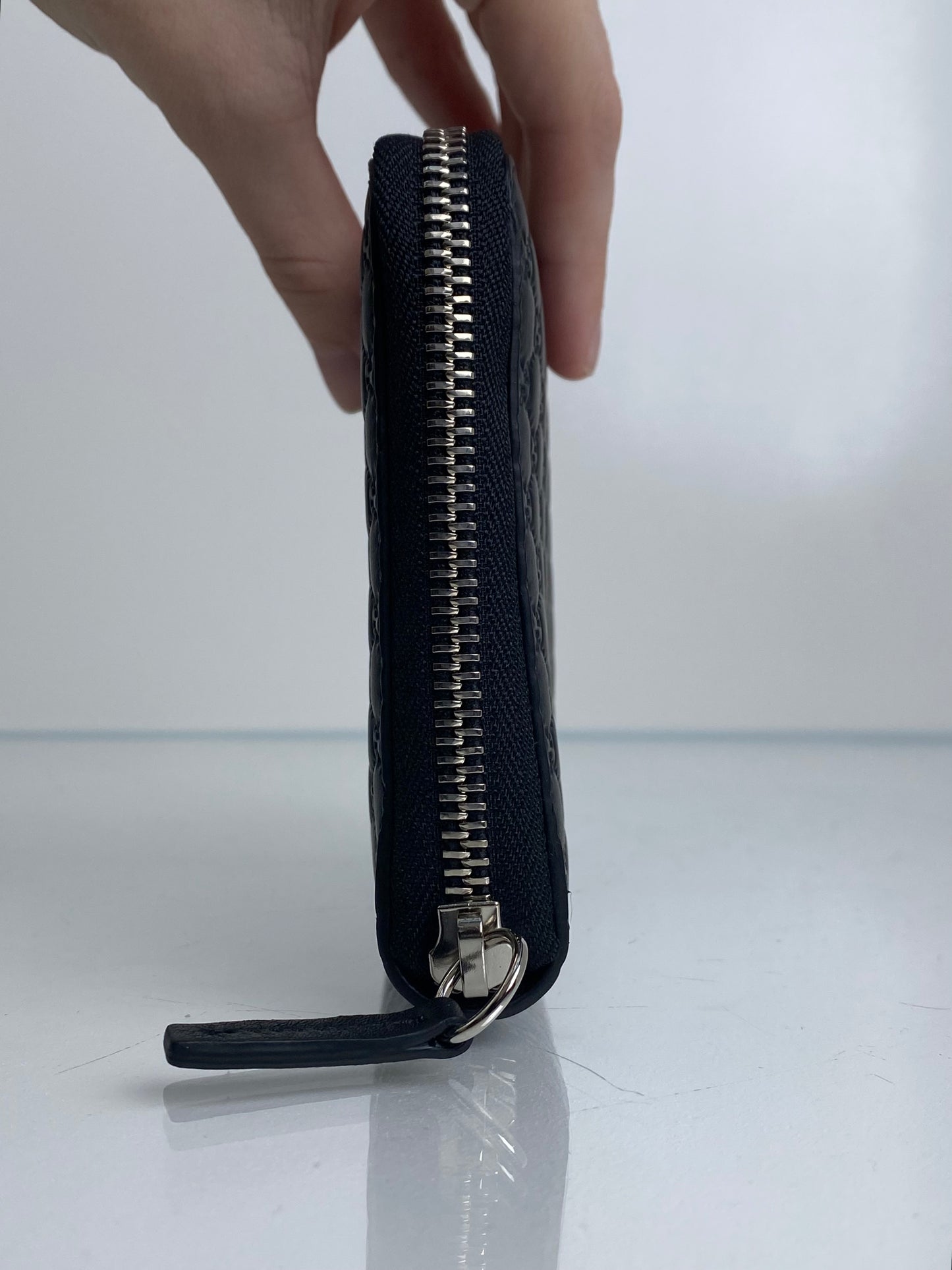 Gucci Black Microguccisma Zip Wallet SHW