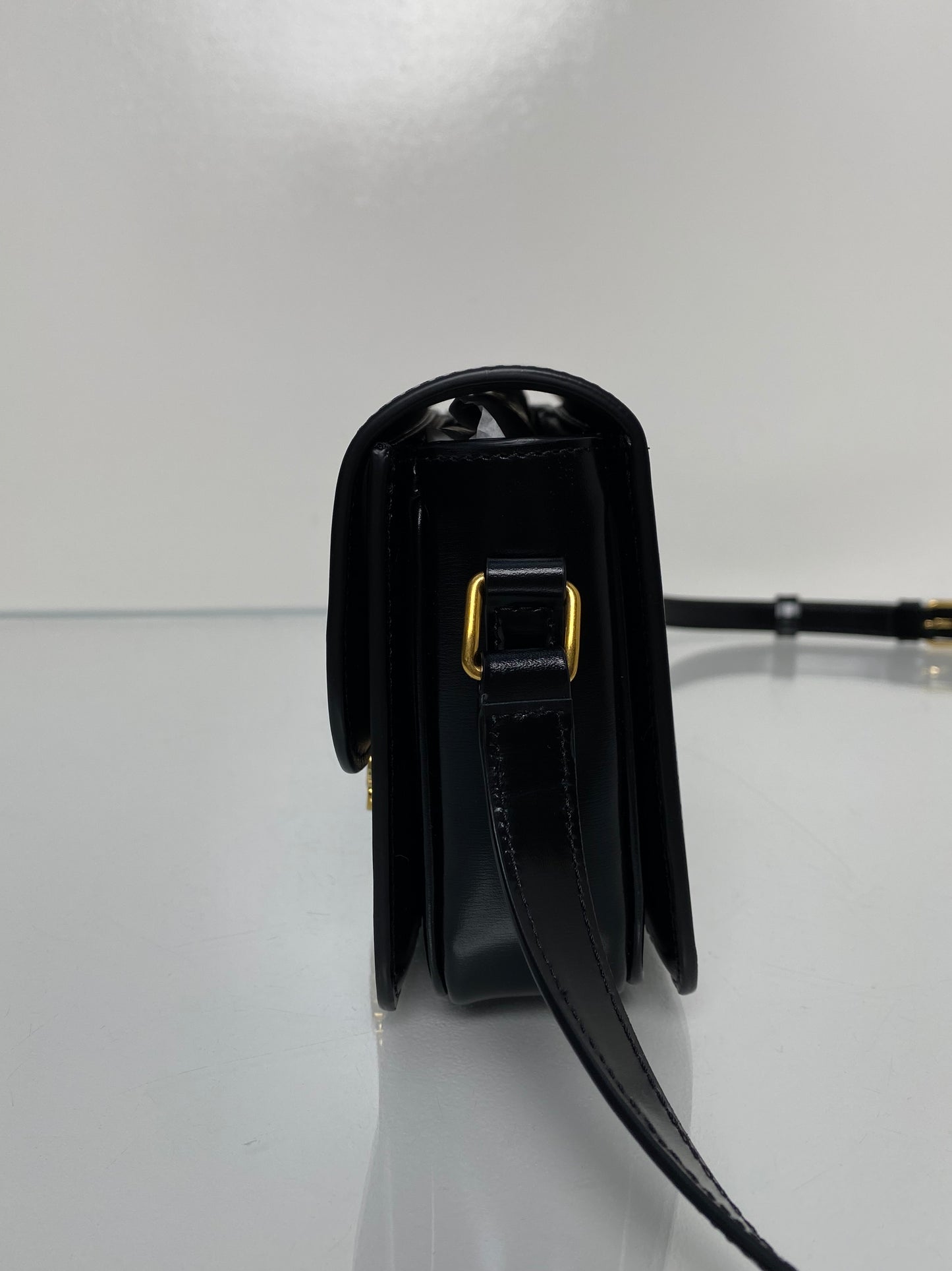 Celine Black Shiny Calfskin Teen Triomphe Bag GHW