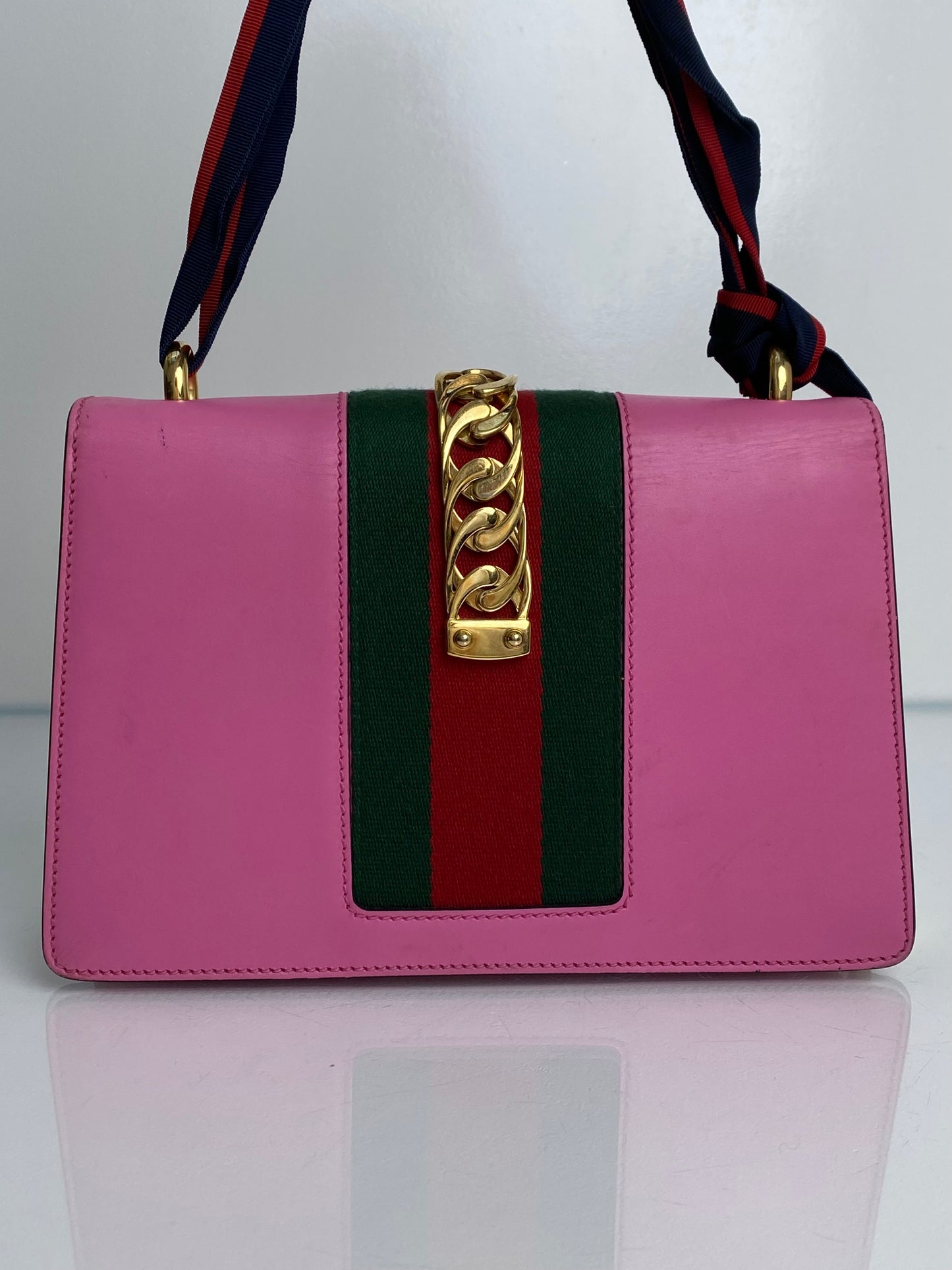 Gucci Pink Webstripe Sylvie Bag GHW