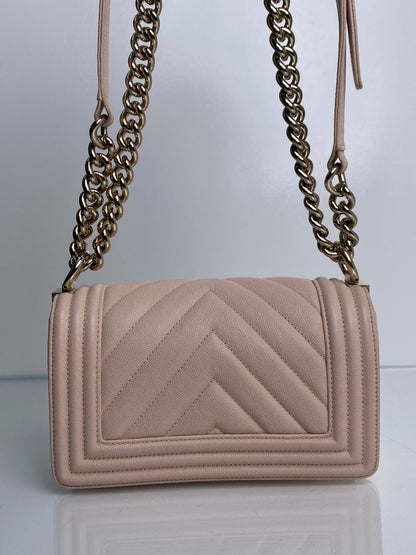 Chanel Small Boy Bag Light Pink Caviar Leather GHW
