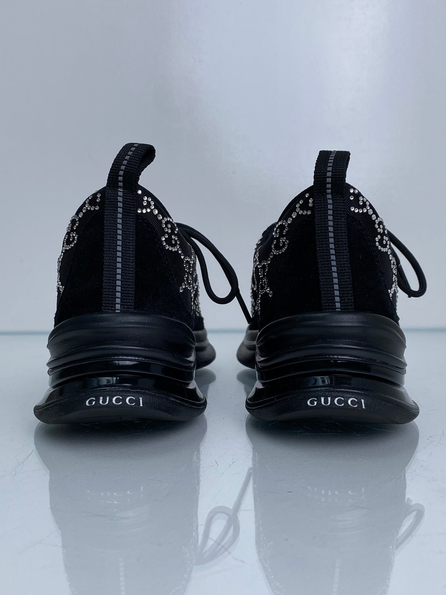 Gucci Black Crystal GG Sneakers, 39