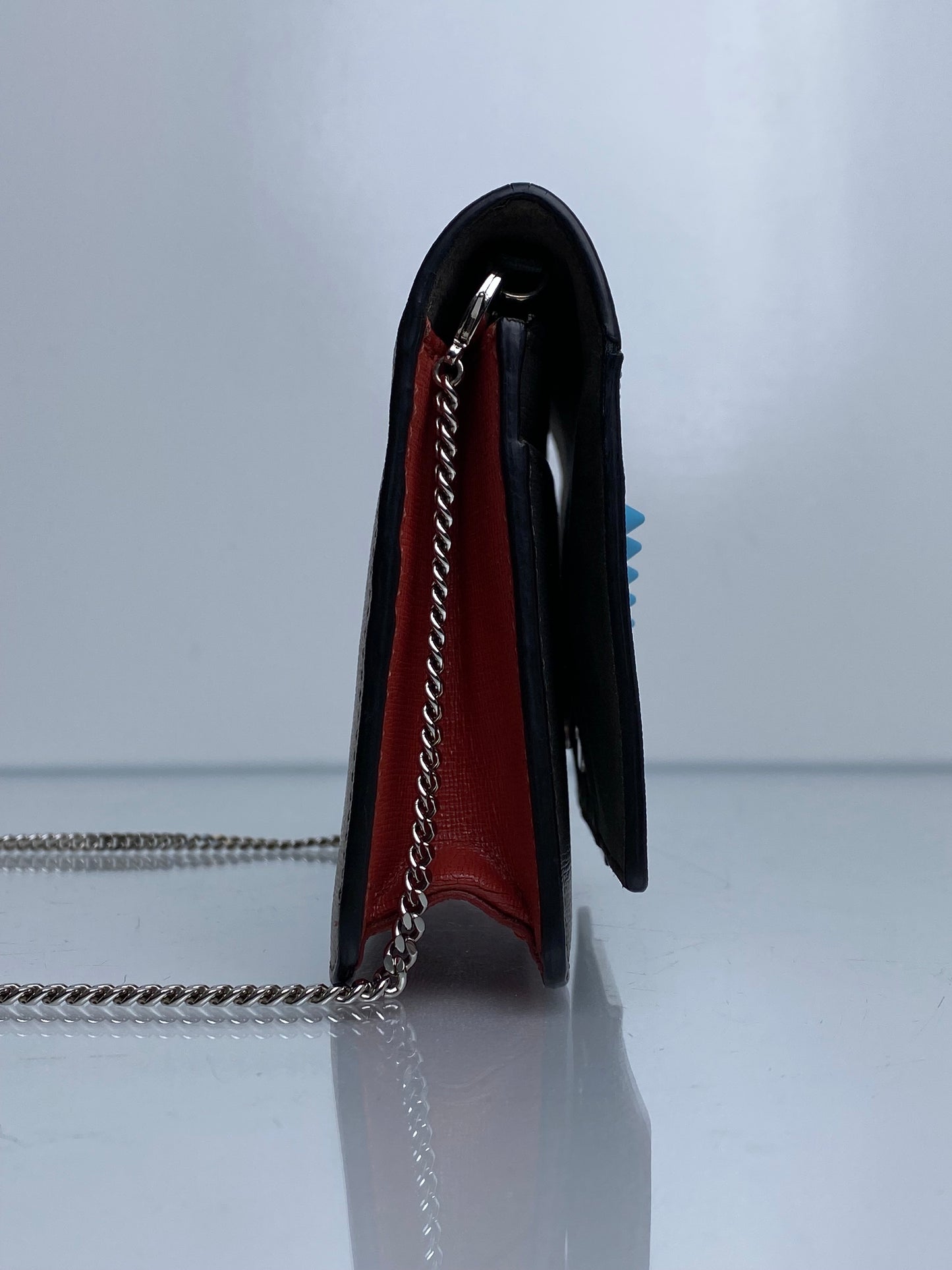 Fendi Leather Monster Grey/Blue Crossbody Bag SHW