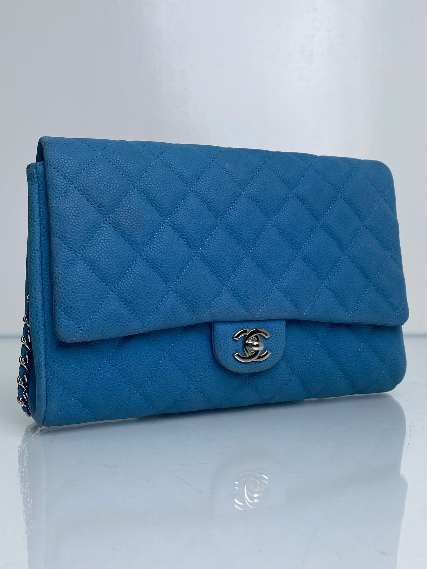 Chanel Blue Caviar Medium Single Flap Shoulder Bag SHW