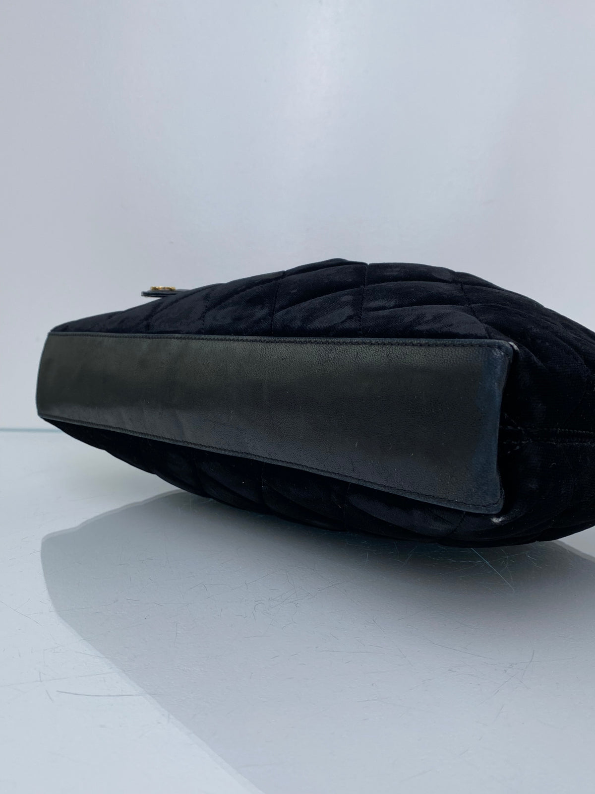 Chanel Vintage Black Velvet Tote Bag GHW