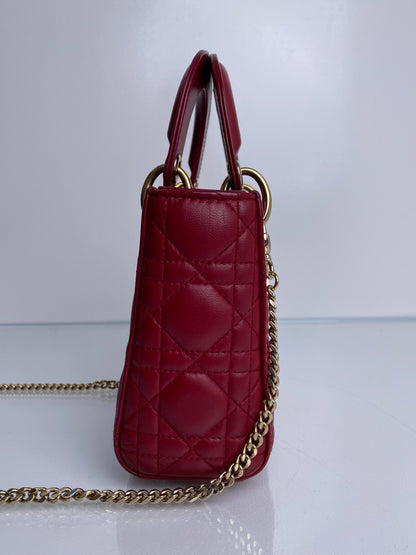 Dior Burgundy Mini Lady Dior Bag GHW