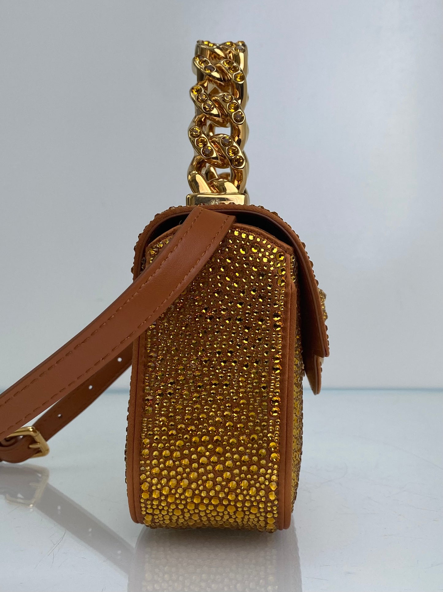 Versace La Medusa Crystal Embellished Mini Top Handle Bag