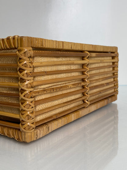 Fendi Rattan & Black Strap Wicker Box Bag