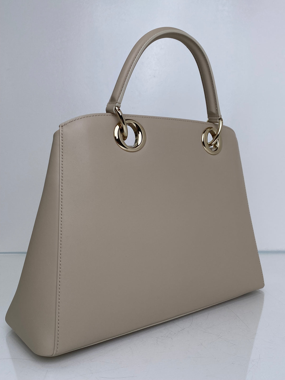 Dior Beige Leather Top Handle Cigale Bag GHW