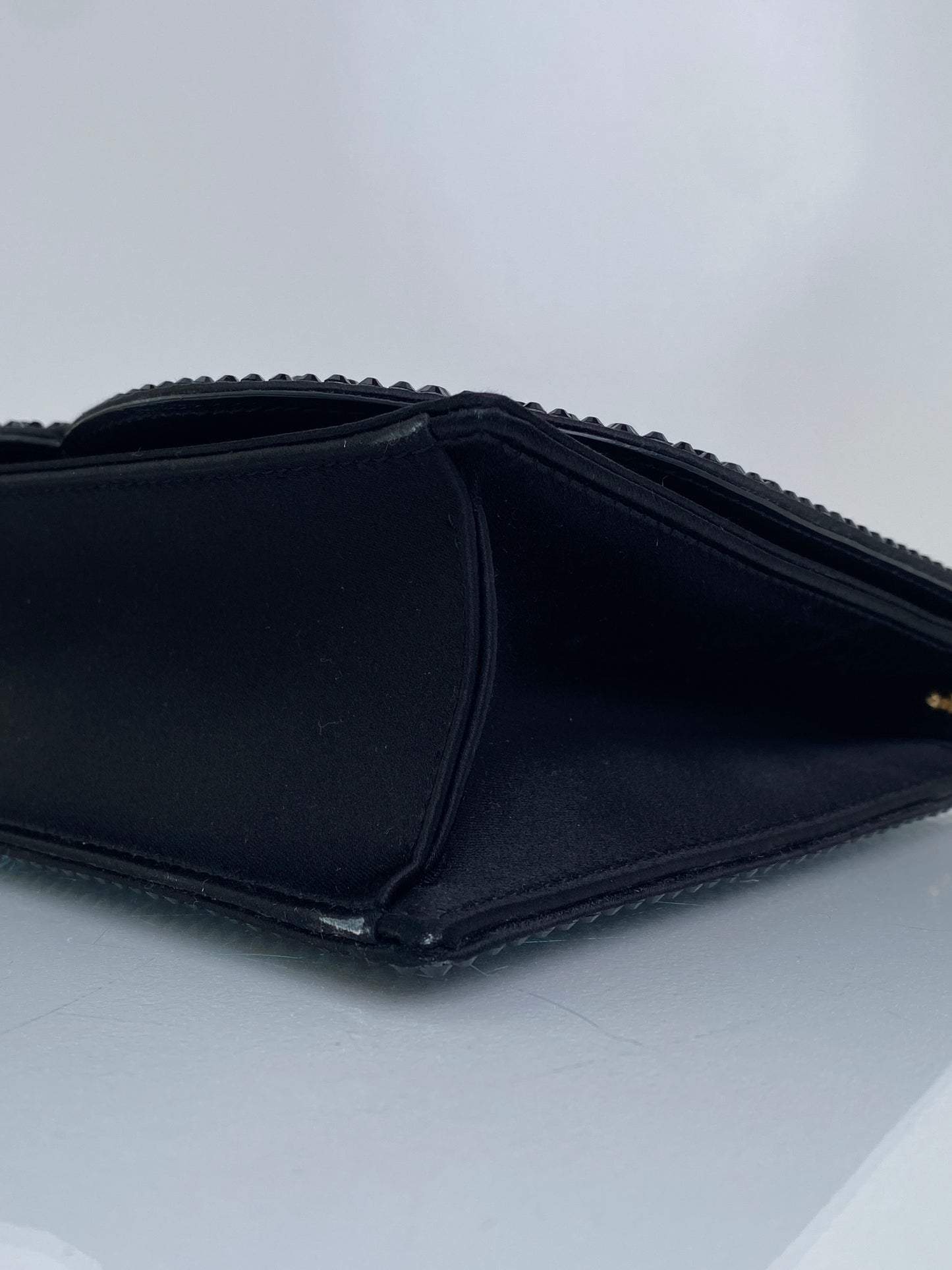 Dolce & Gabbana Black Crystal Logo Satin Clutch GHW