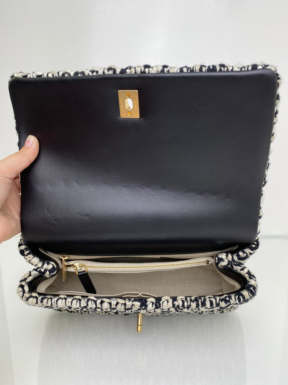 Chanel Cream & Black Crochet Coco Handle Bag GHW #25