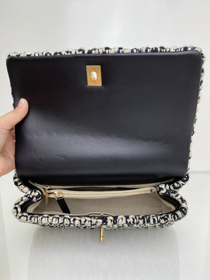 Chanel Cream & Black Crochet Coco Handle Bag GHW #25