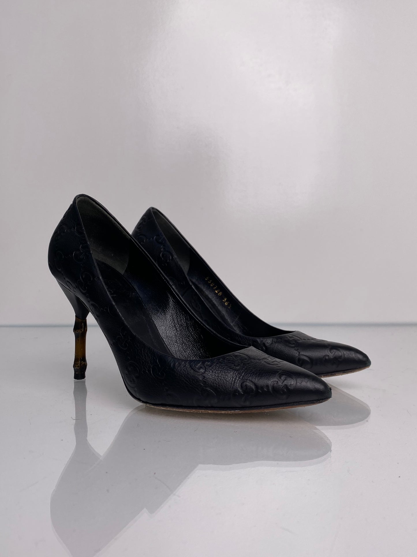 Gucci Black ‘GG’ Bamboo Heels, 36.5