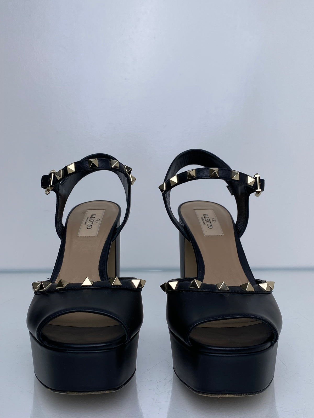 Valentino Black Rockstud Heels, 38.5