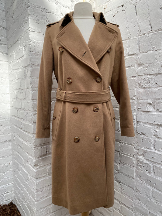 Burberry Light Brown Cashmere Kensington Trench Coat, 6