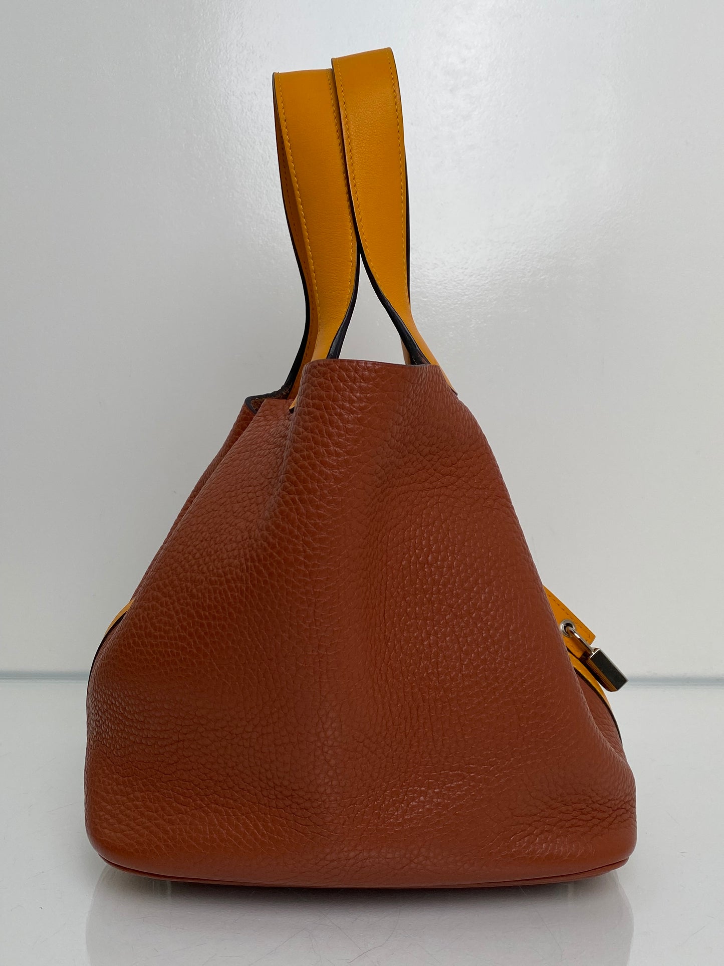 Hermes Picotin MM Cuivre / Jaune D'or Clemence PHW #X