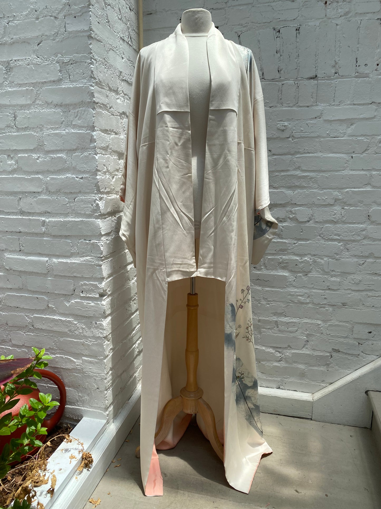 Cream Floral/Pink Ombre Kimono As is