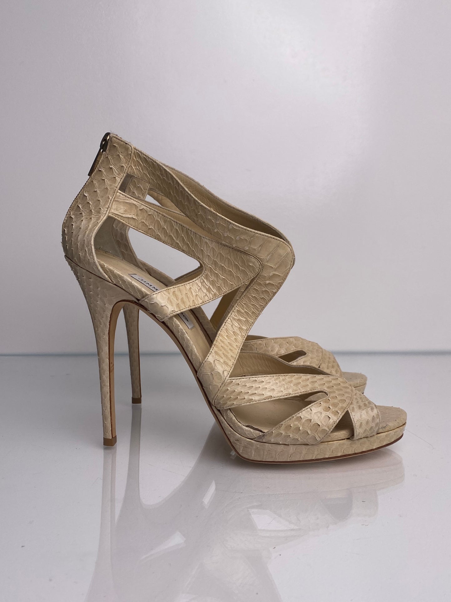 Jimmy Choo Tan Snakeskin Heels, 43