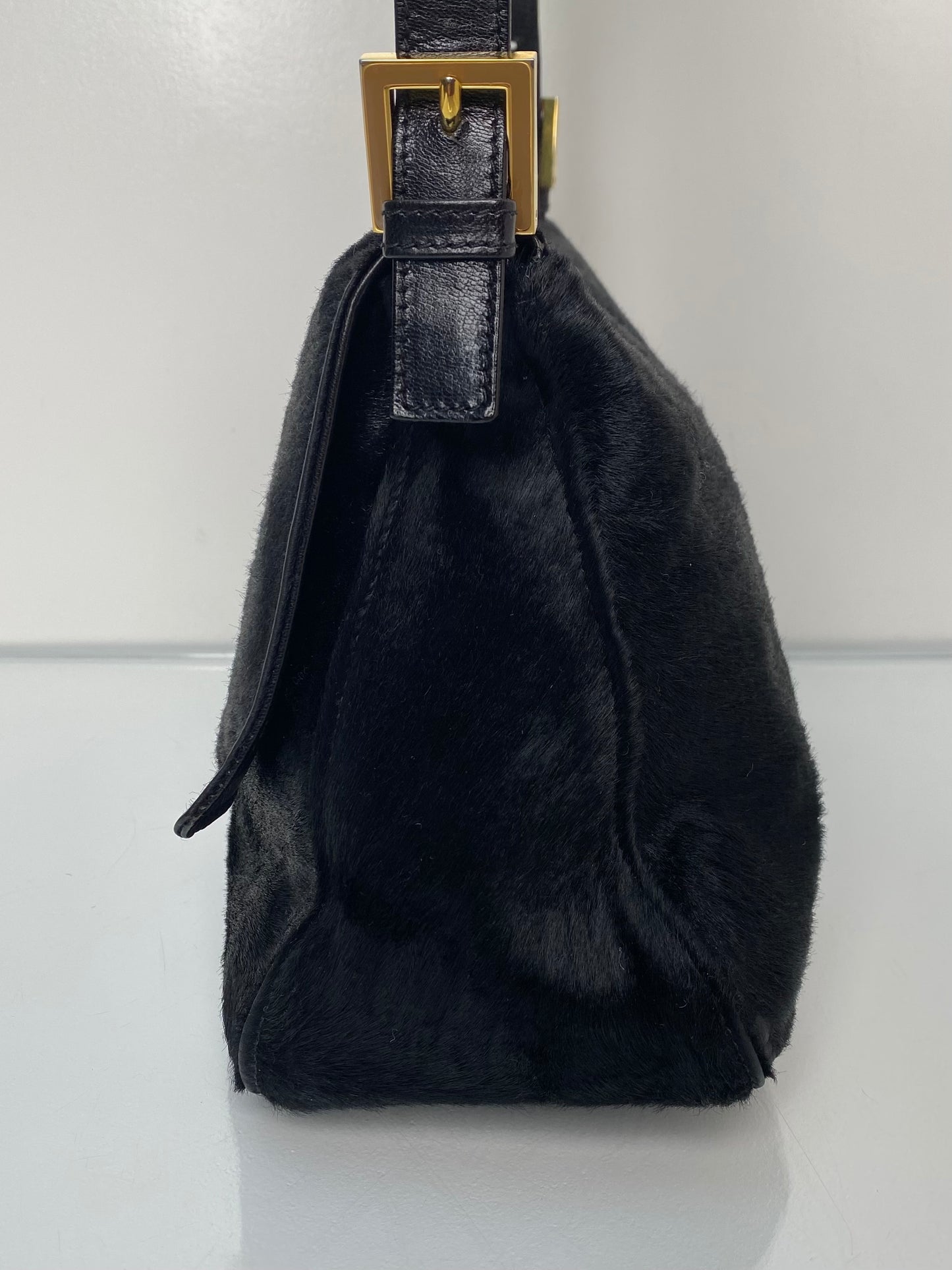 Fendi Black Pony Hair Mama Baguette GHW