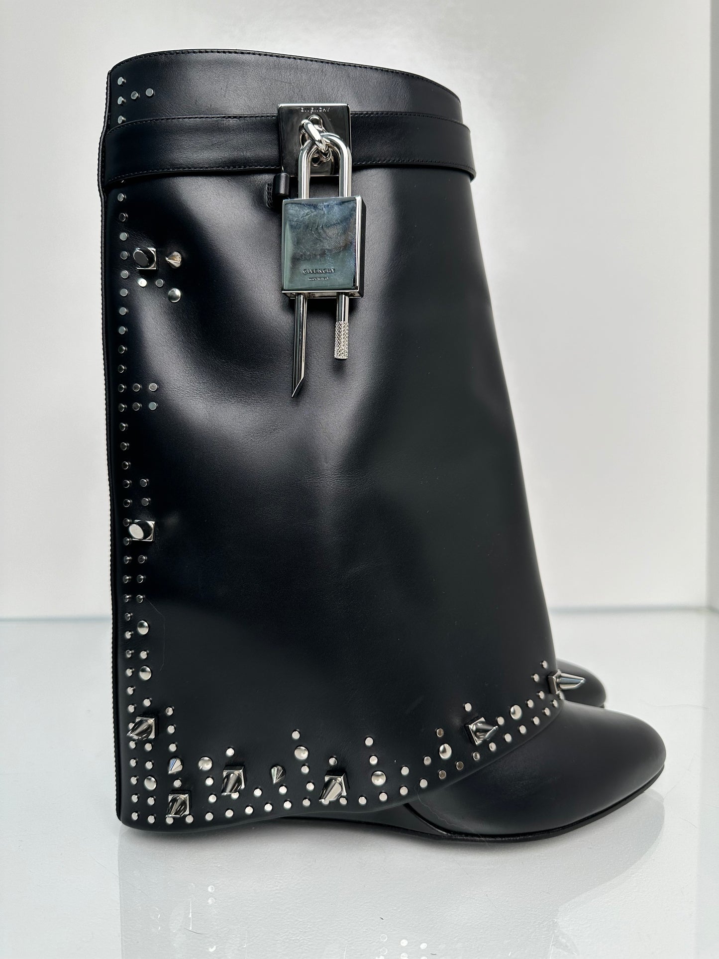 Givenchy Shark Lock Short Studded Black Boots 42