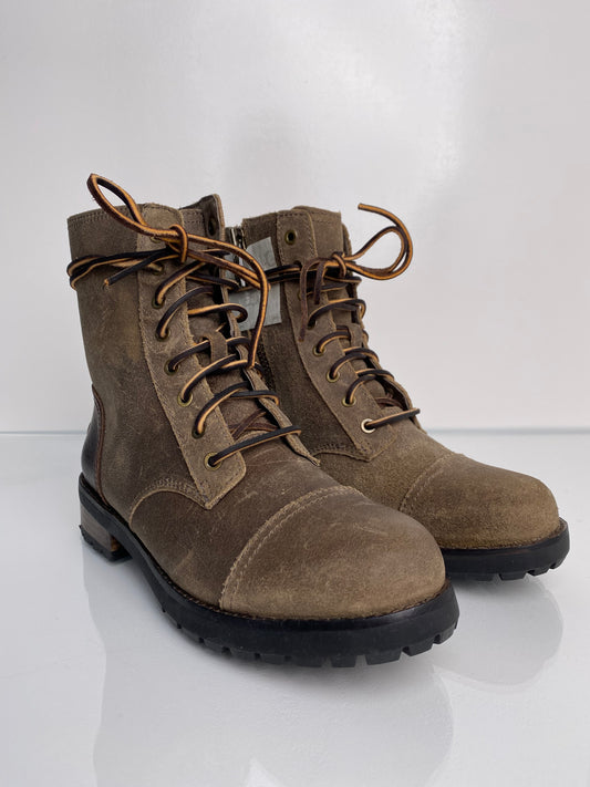 Ugg Brown Lace Up Combat Boots, 7