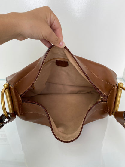 Gucci Brown Horsebit Buckle Hobo Tote GHW
