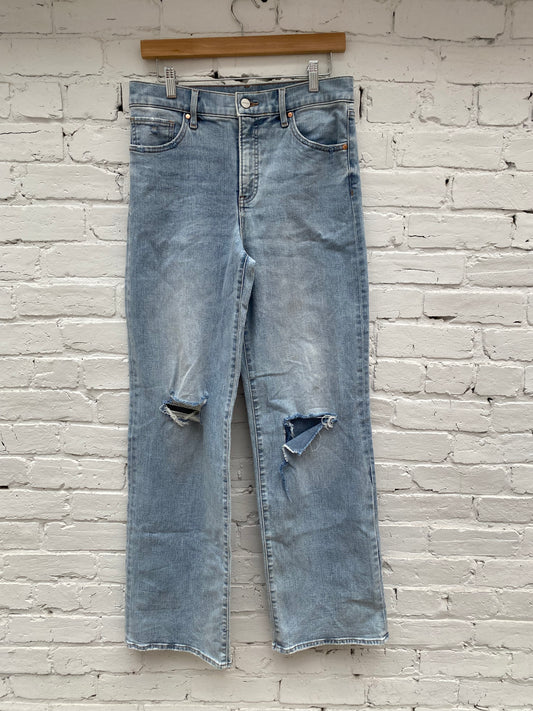 Express Light Wash Wide Leg Distressed Denim, 6