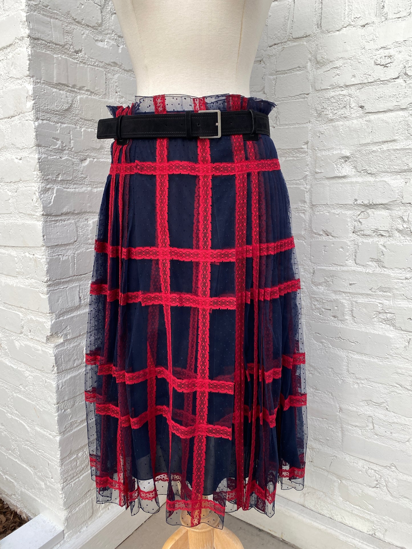 Dior Navy & Red Tulle Skirt, 40