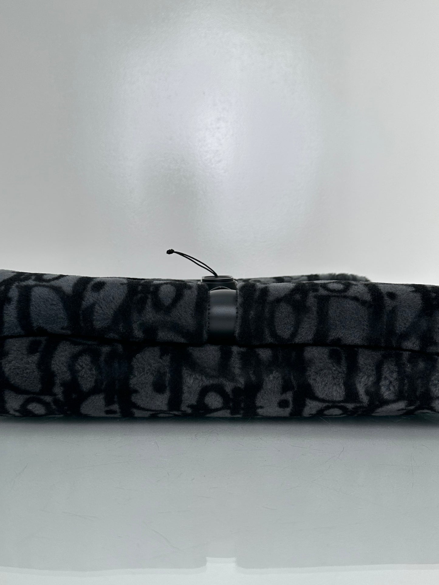 Dior Black & Dark Grey Oblique  Shearling Saddle Briefcase Bag BHW