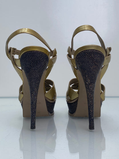 YSL Metallic Gold Platform Tribute Heels, 39.5 (As Is)