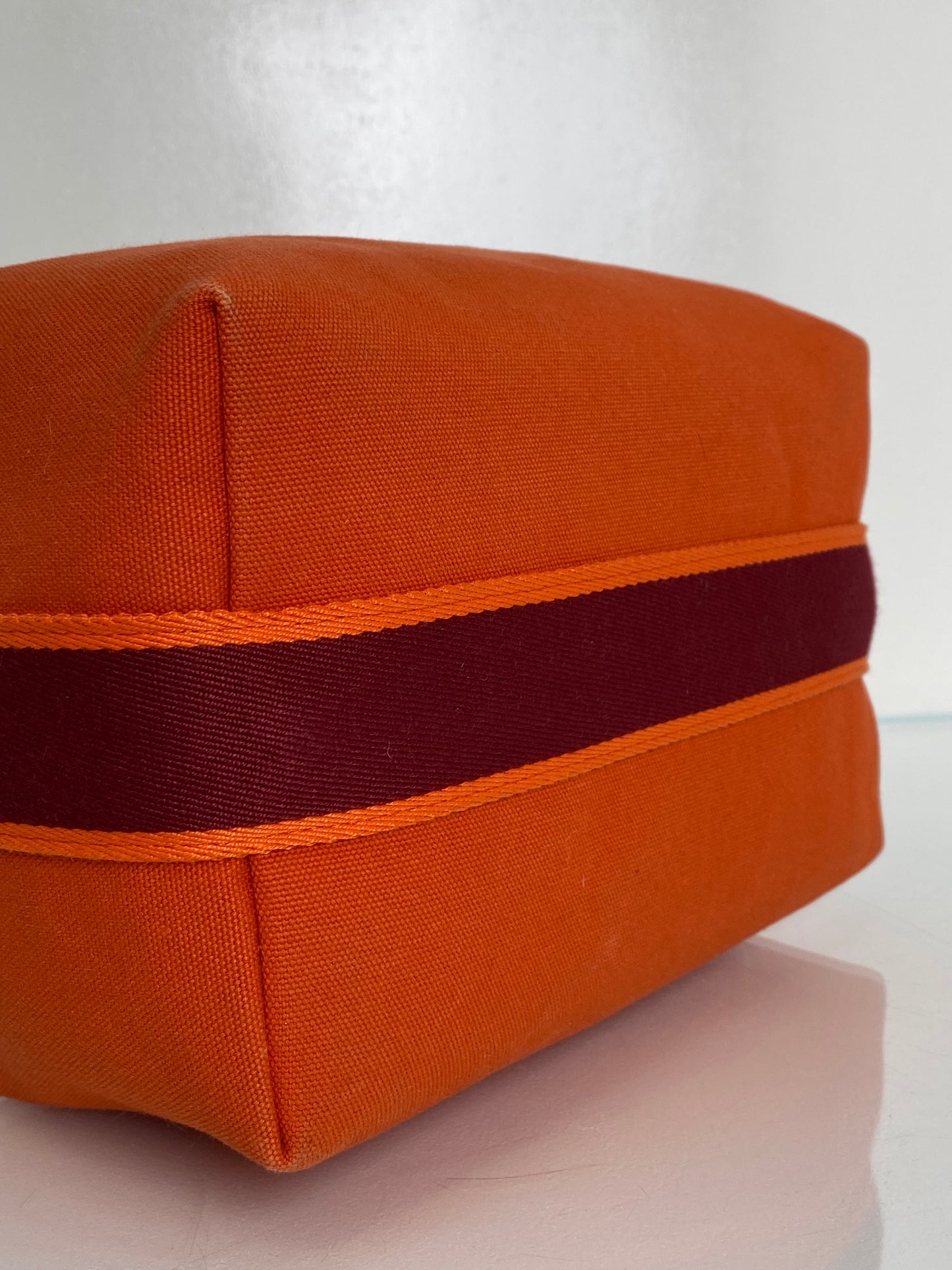 Hermes Brides de Brac Orange Toile Pouch SHW