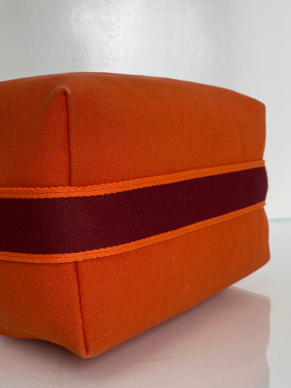 Hermes Brides de Brac Orange Toile Pouch SHW