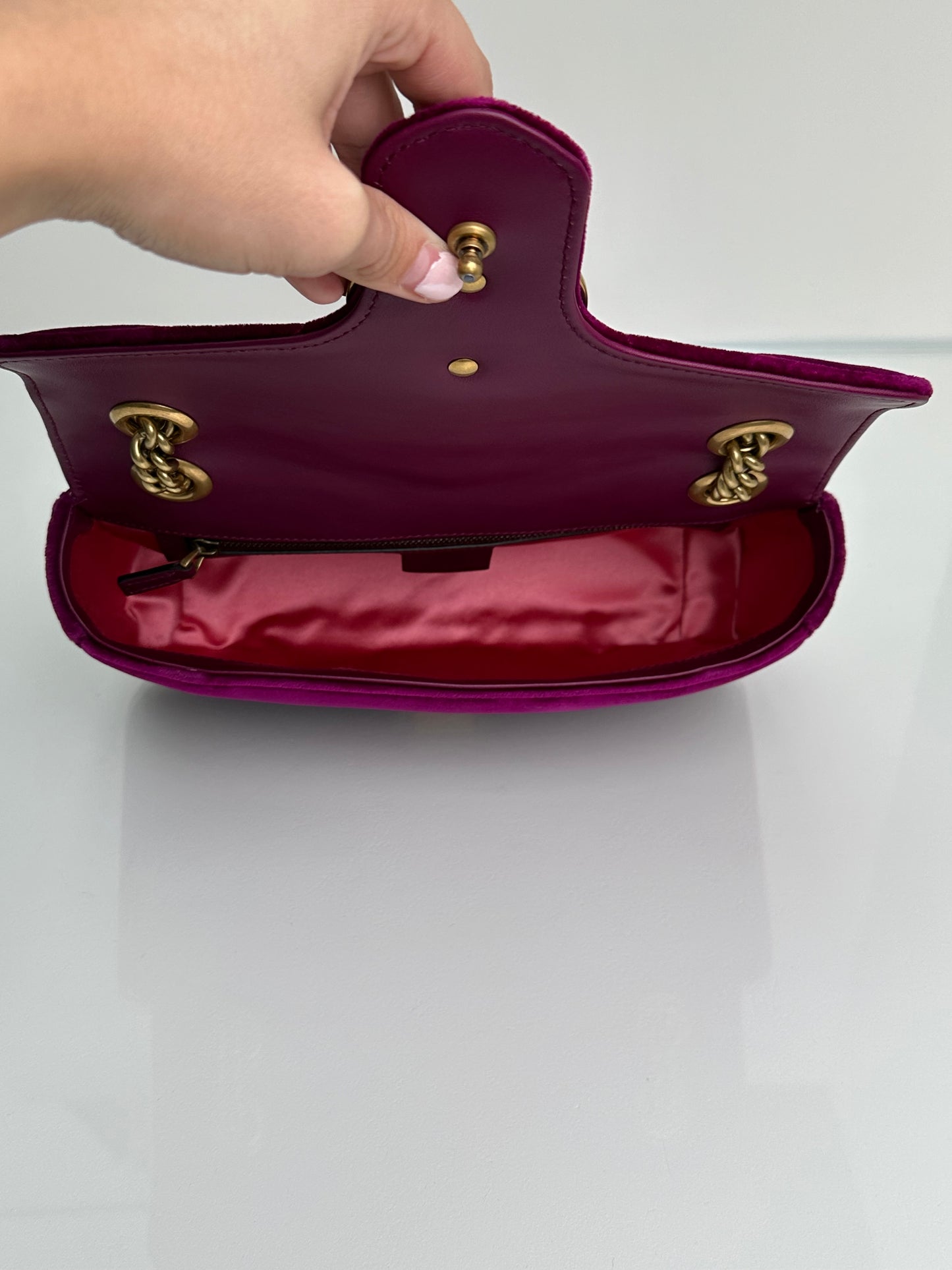 Gucci Purple Velvet Marmont Bag GHW