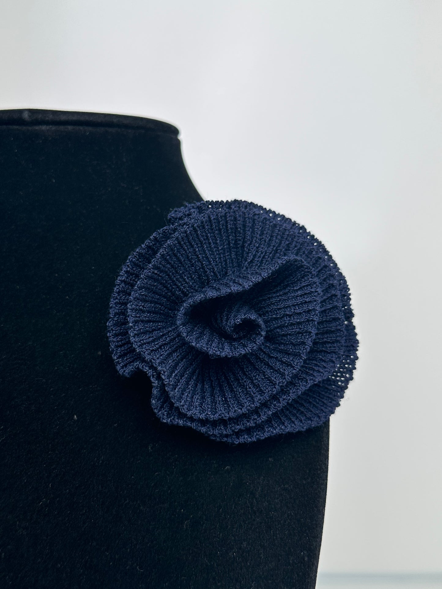 St. John Navy Knit Flower Brooch