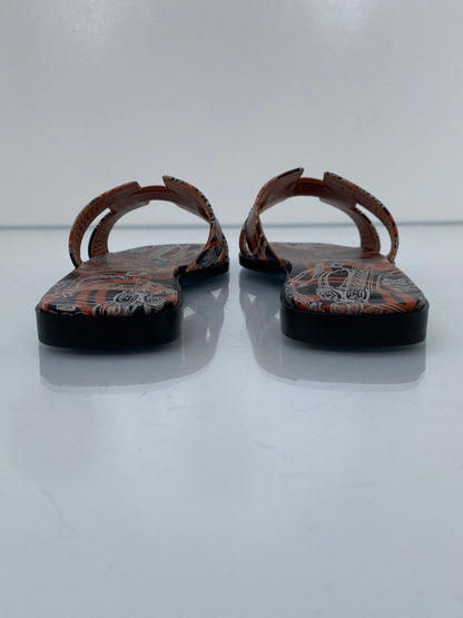 Hermes Brides De Gala Black/Orange Sandals, 38.5