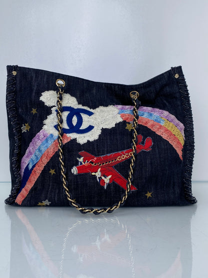 Chanel Denim & Multicolor CC Night Flight Tote Bag GHW