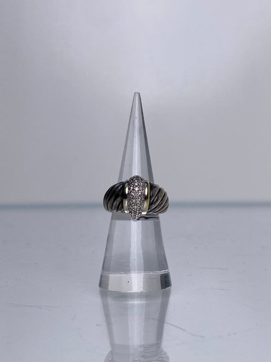 David Yurman Two Tone Dia Cable Ring 14KY, 6