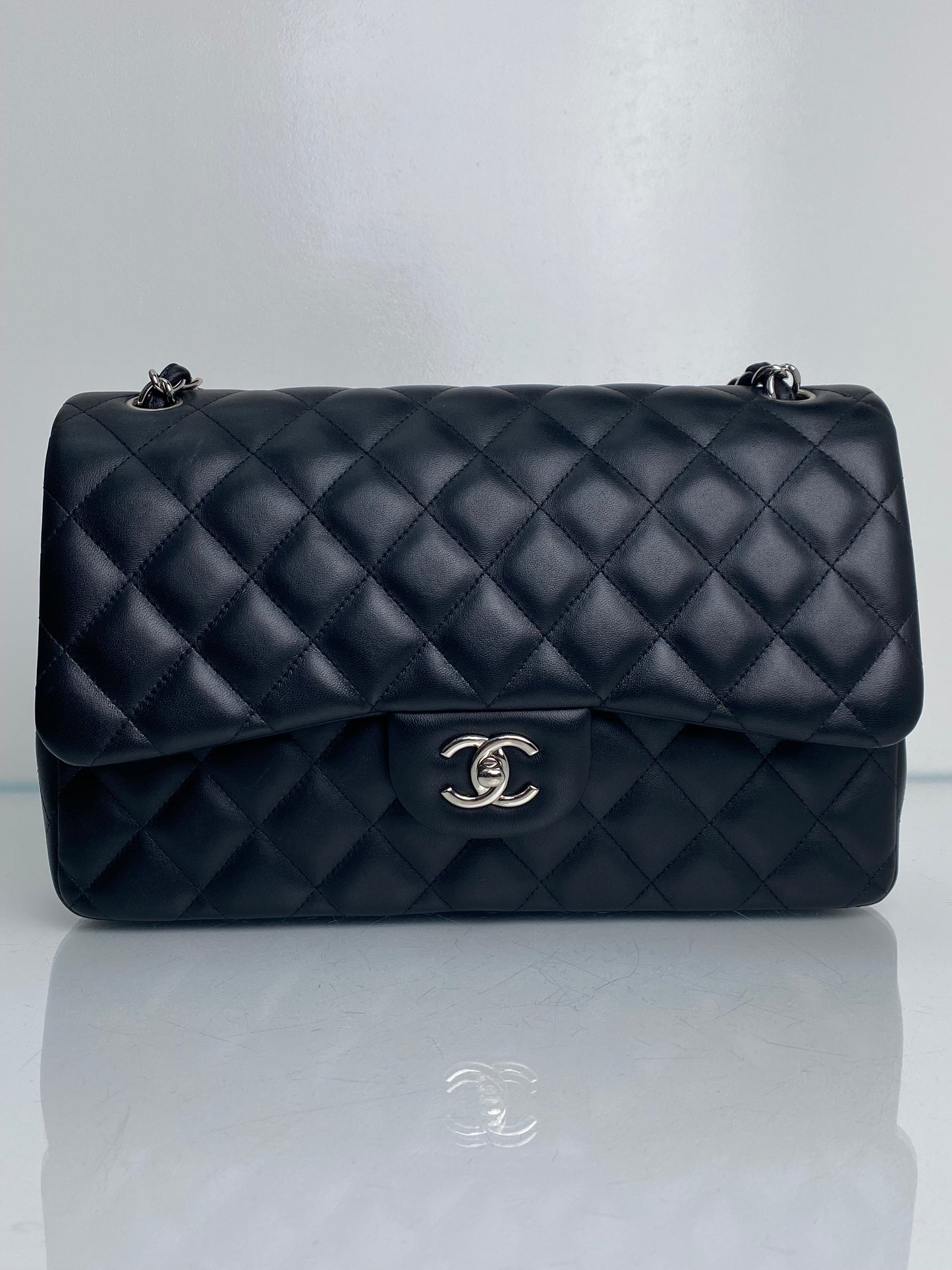 Chanel Black Jumbo Lambskin Bag SHW #18