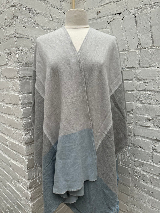 Eileen Fisher Blue & Grey Recycled Cotton Shawl