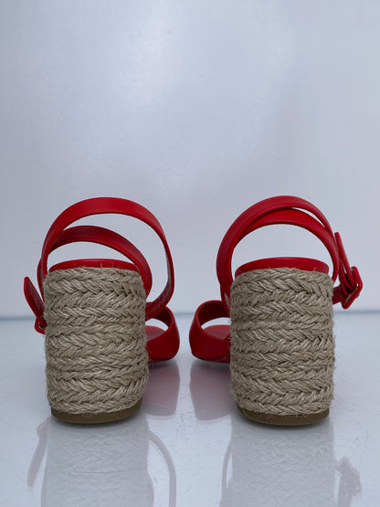 Christian Louboutin Red Crossover Espadrilles, 38
