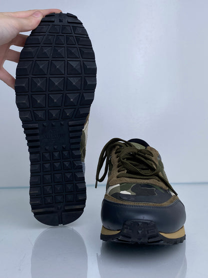 Valentino Men’s Green & Gray Camo Suede Sneakers, 43
