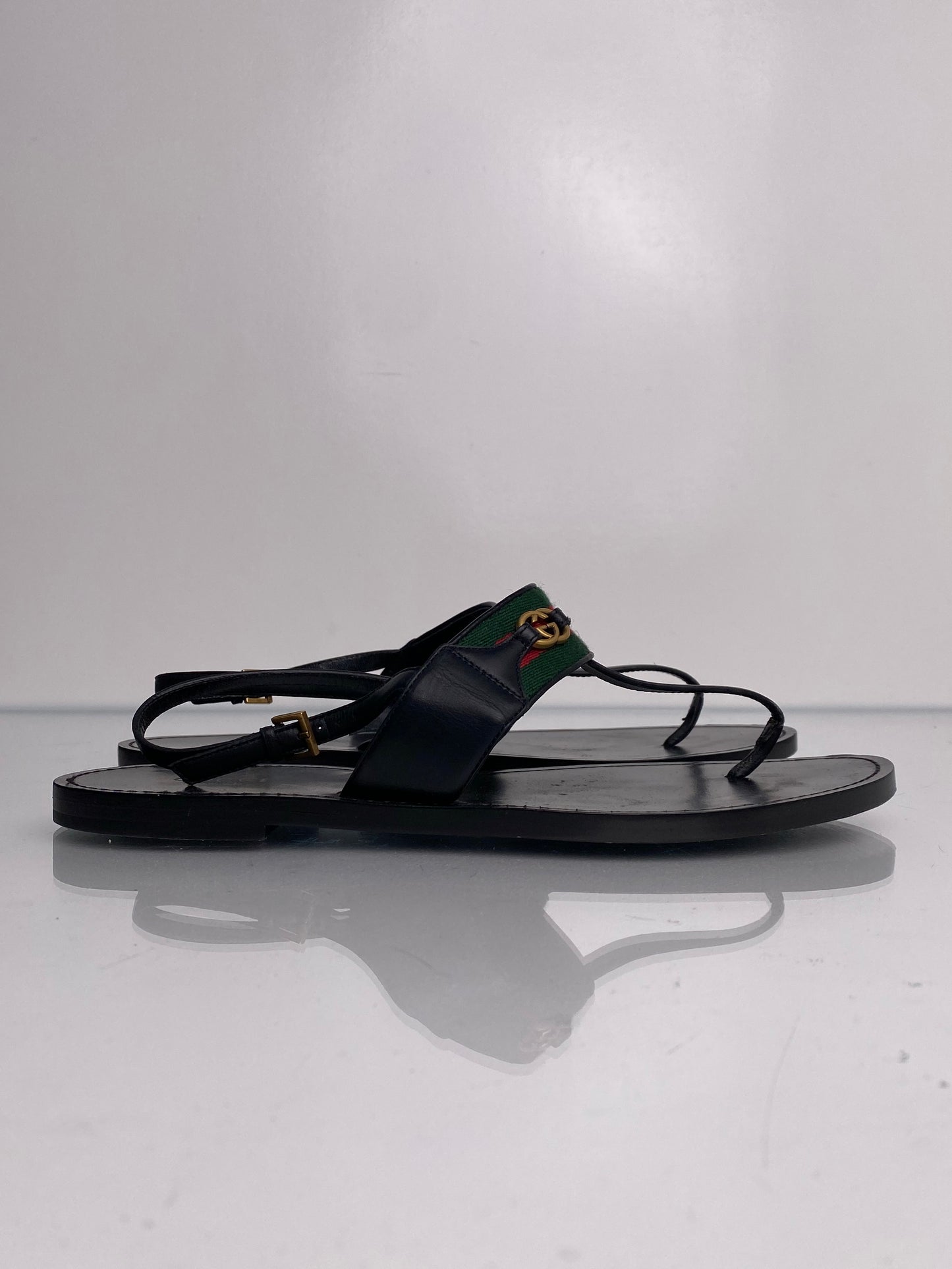 Gucci GG Webstripe Thong Sandals, 40