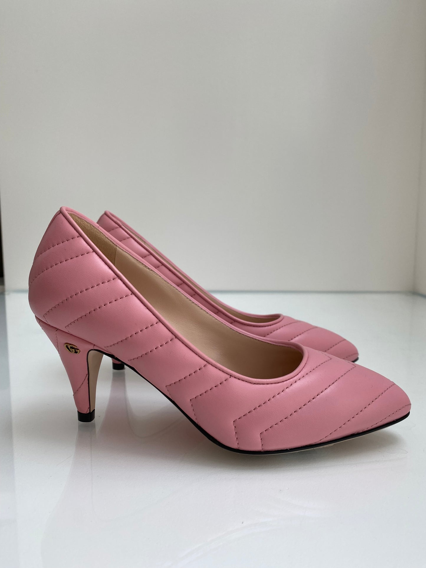 Gucci Pink Marmont Leather Heels, 35