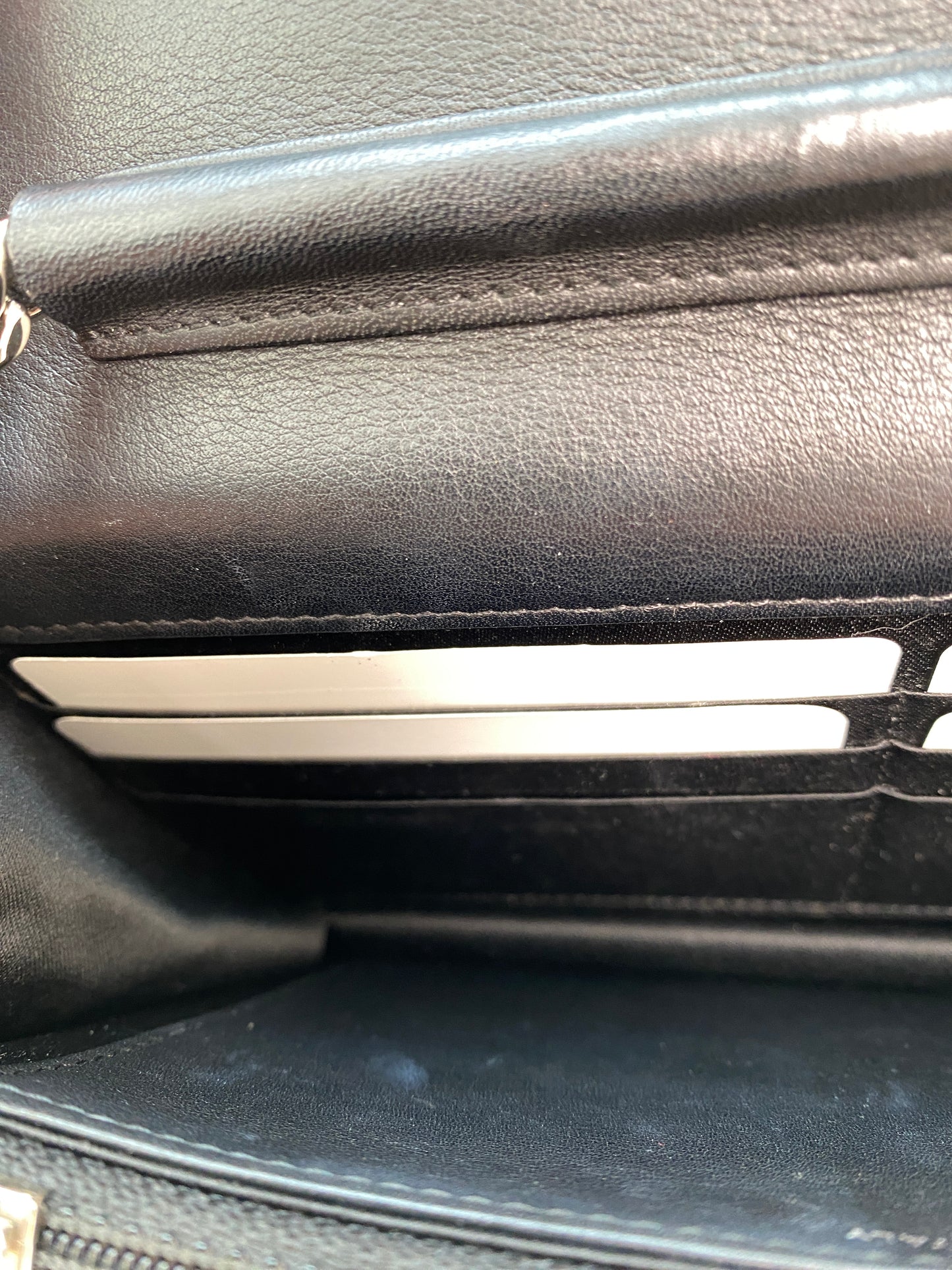 Chanel Dark Brown Patent & Black Camille Wallet On The Chain SHW